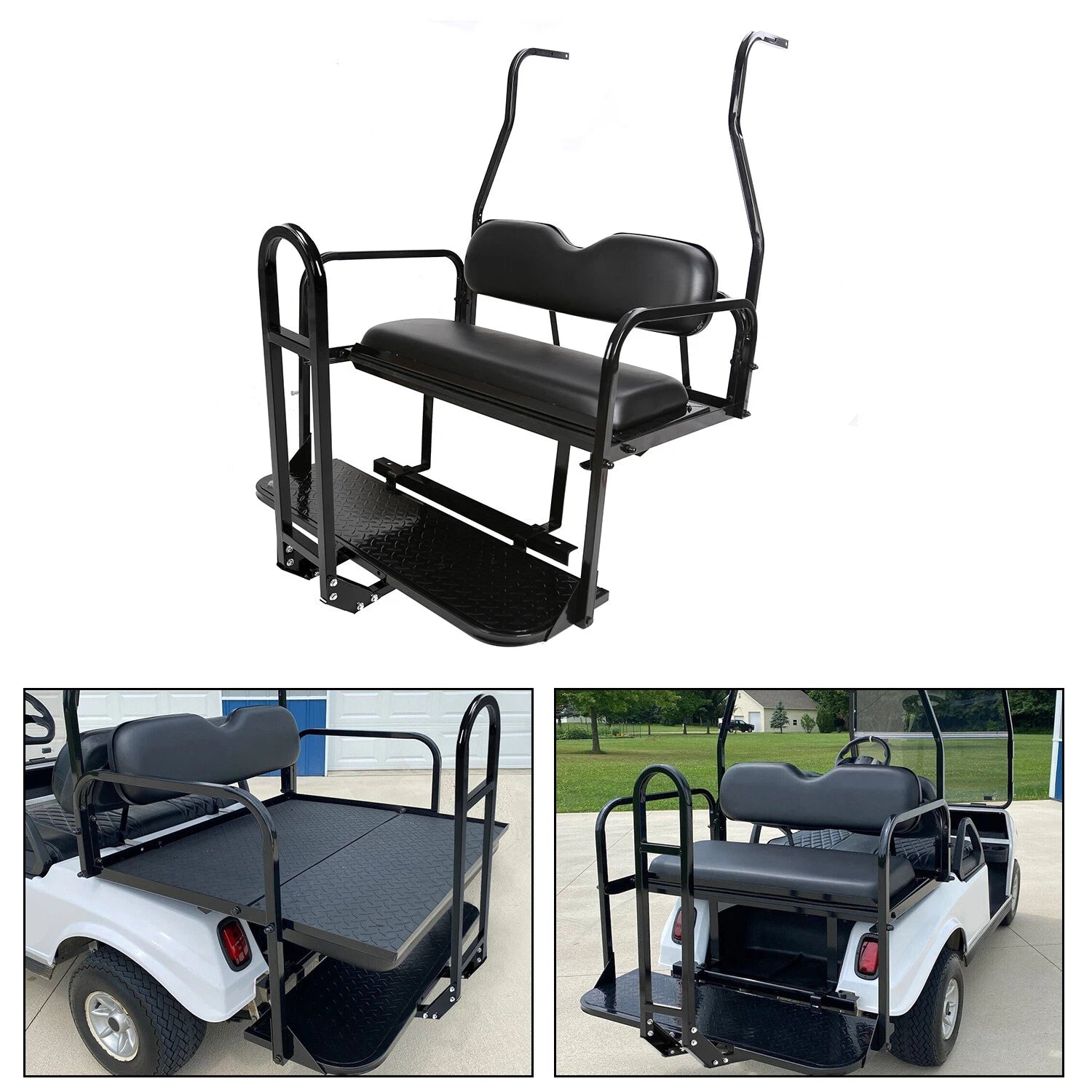 Rear Flip Seat Kit for Club Car DS (2000–2013) w/Grab Bar
