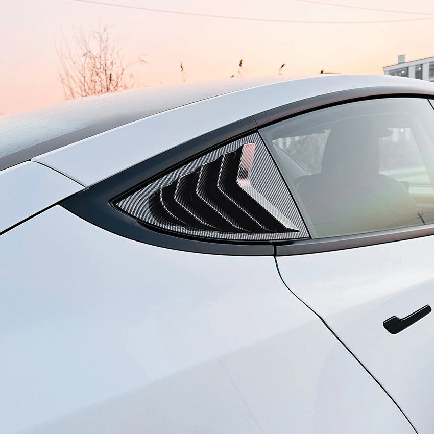Carbon Look Rear Side Window Louver Shutter Cover for Tesla Model 3 (2024–2024)