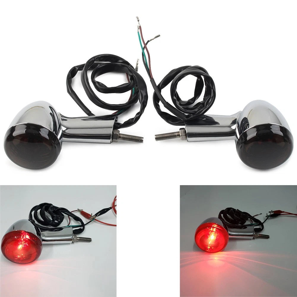 Rear Turn Signal Lights for Harley XL883 1200 X48 (2004–2022) Chrome Shell Dark Lens