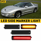 4X Smoke LED Front & Rear Side Marker Lights for Pontiac Trans Am Firebird (1998–2002)