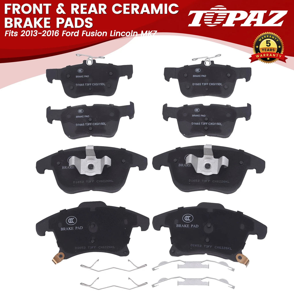 Set of 4 Brake Pads for Ford Fusion Lincoln MKZ (2013–2016)