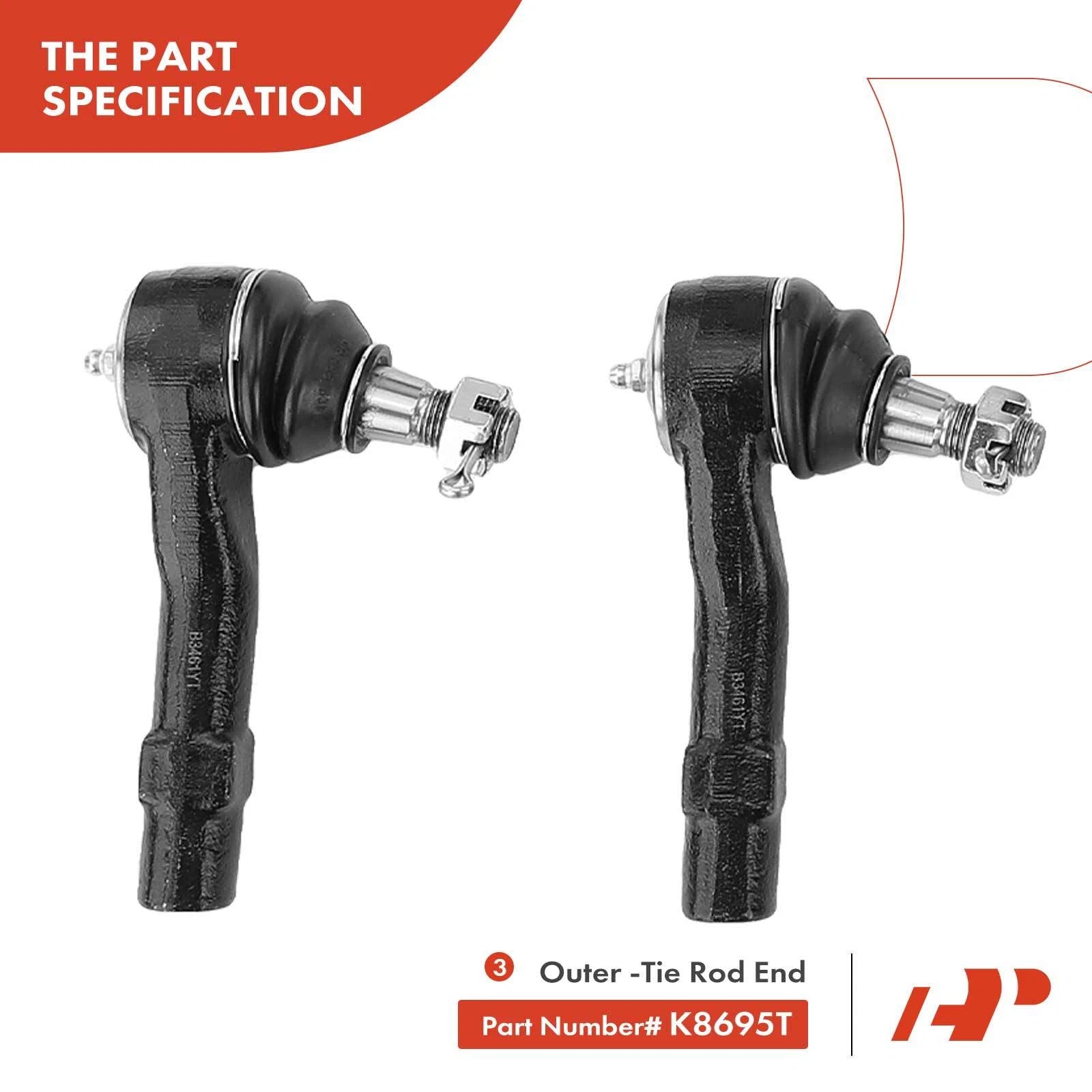 Set of 8 Front Control Arm Tie Rod Ball Joints for Ford Explorer (1998–2001)