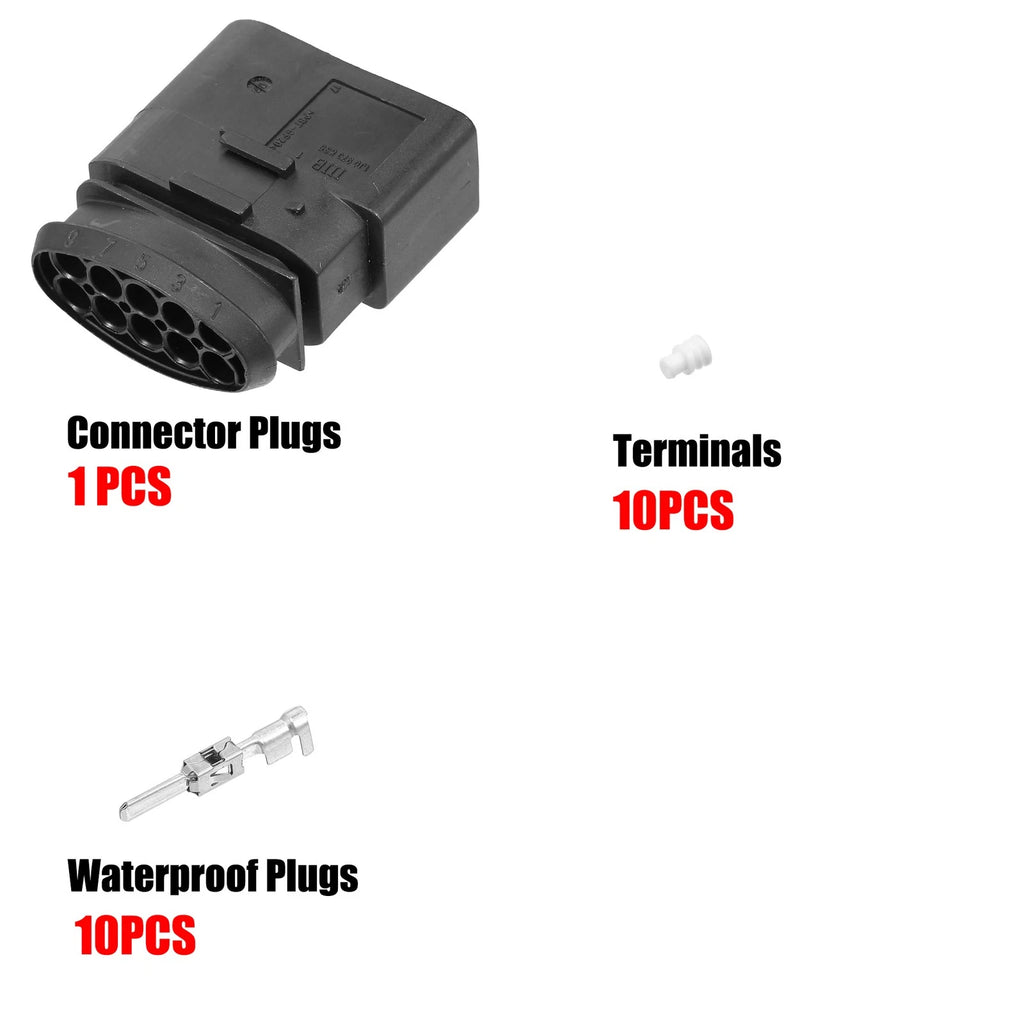 Set of 1 No.1J0973835 Headlight 10 Pin Plug Connector for VW Audi Seat