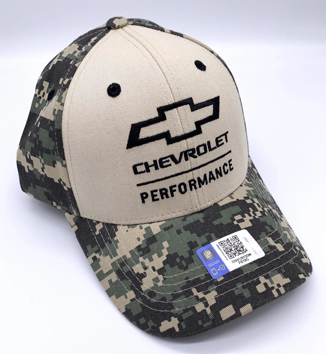 Licensed Chevrolet Performance Hat Cap in Green Tan Digital Camo for Chevy