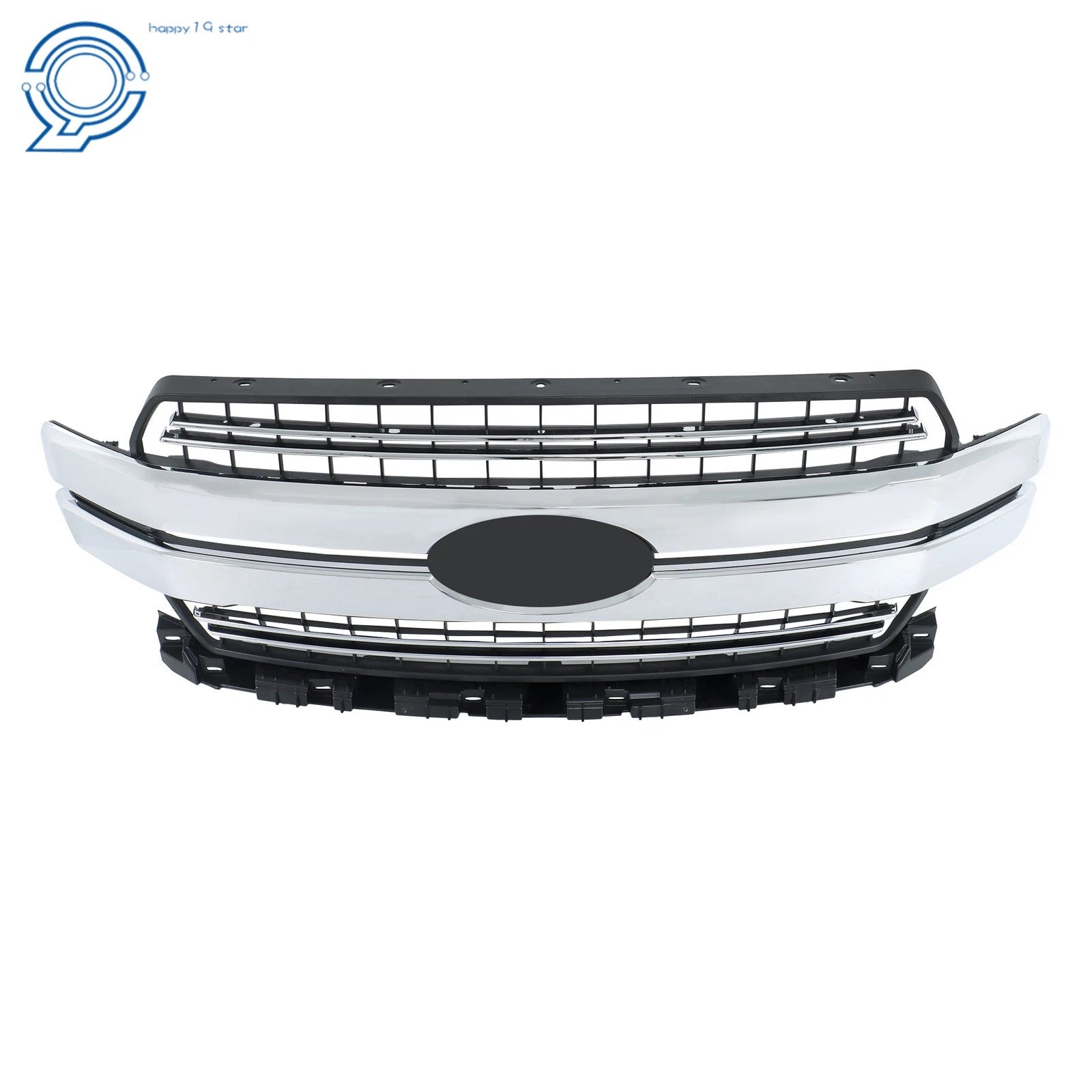 Lariat Style Front Bumper Grille for Ford F-150 (2018–2020) Chrome Trim