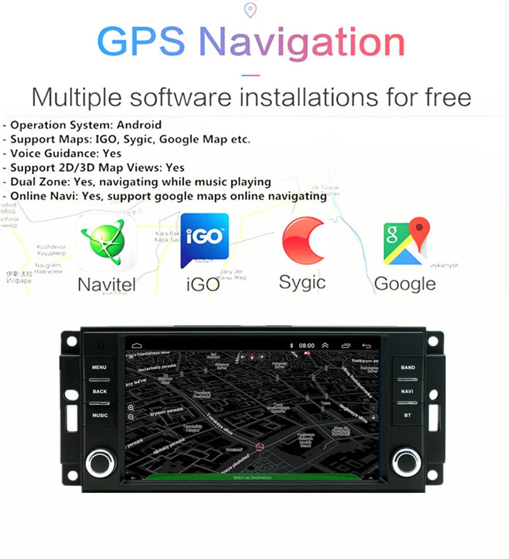 7" Stereo Radio GPS Navi Head Unit for Jeep Dodge (2011-2023)