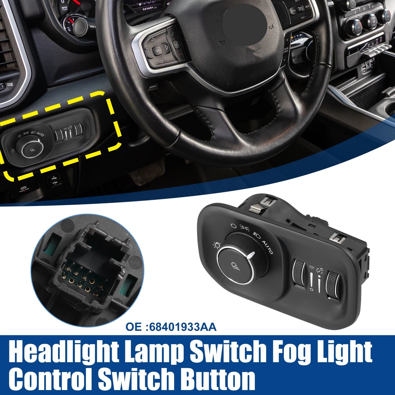 Headlight Lamp Switch Button for Dodge RAM 1500 2500 3500 (No. 68401933AA)