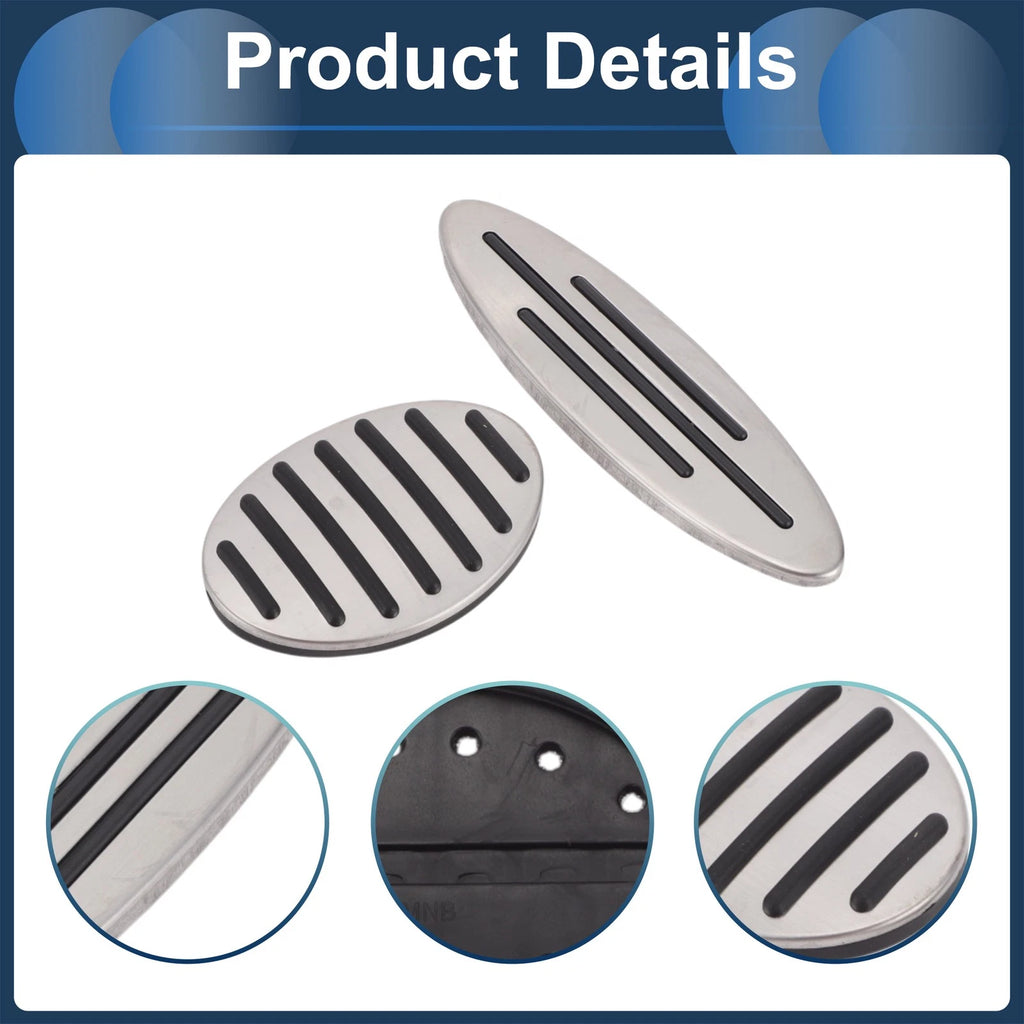 2X Foot Accelerator Pedal Covers for BMW Mini Coupe (R58) (2012–2015) Silver Tone