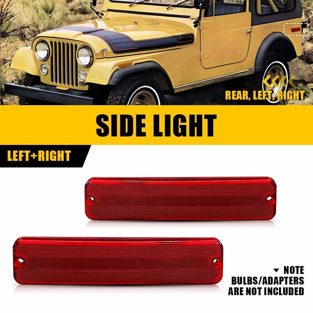 Red Rear Fender Side Marker Lights Housing for Jeep Cherokee CJ5/CJ6/CJ7/J10/J20 (1972–1986)