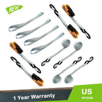 Set of 4 Ratchet Tie Down Straps for Truck (15ft, 2200lb Break Strength)