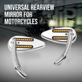 2X Rearview Mirrors with LED Turn Signals for Yamaha Suzuki Kawasaki Honda Harley