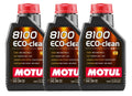 Set of 3 Motul 8100 Eco-Clean Full Synthetic Motor Oil 0W-30 for