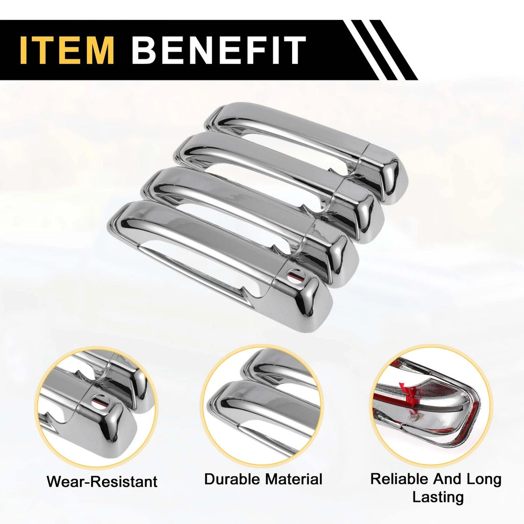 Set of 4 Car Door Handle Protectors for Dodge Ram 1500 (2009–2018) Silver Tone