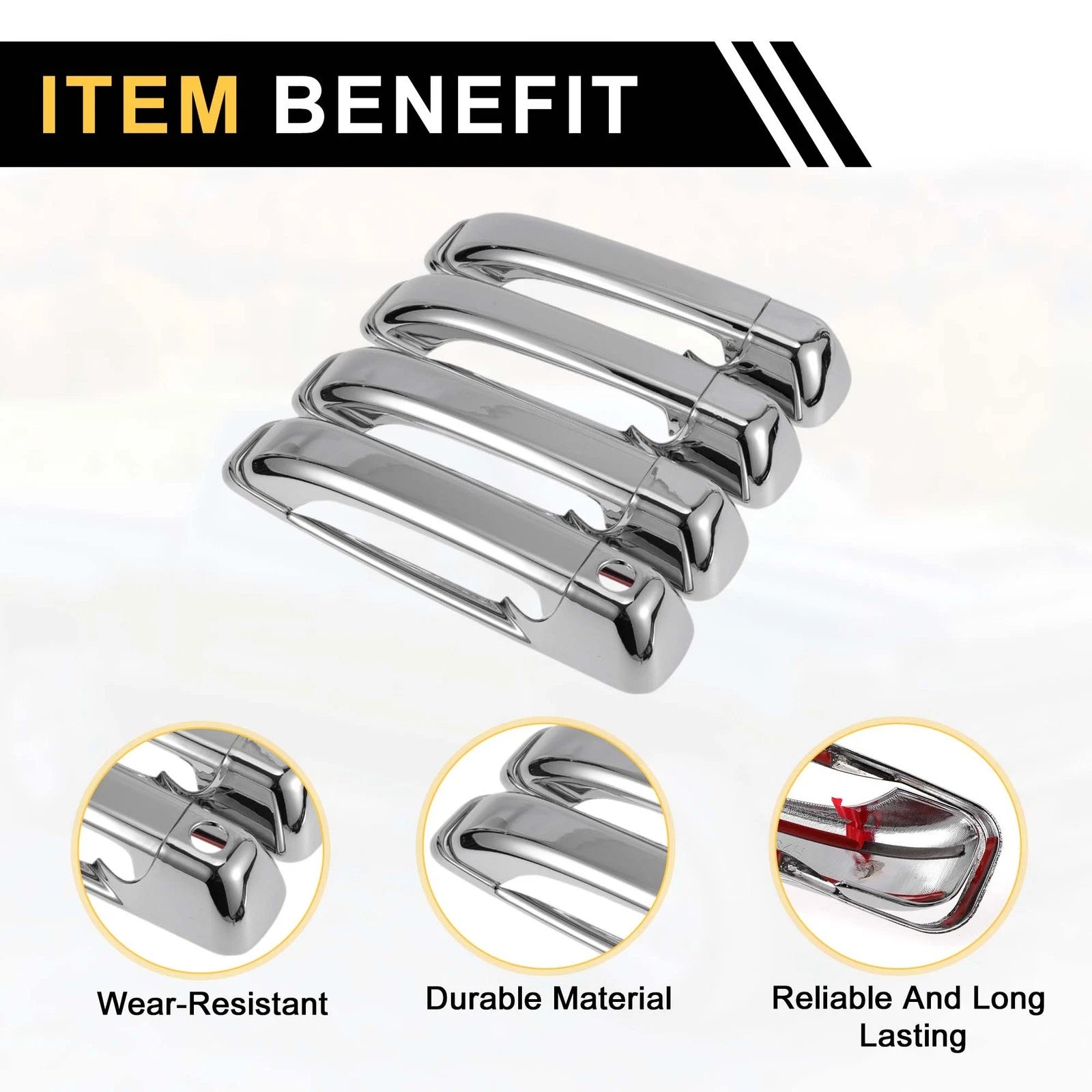 Set of 4 Car Door Handle Protectors for Dodge Ram 1500 (2009–2018) Silver Tone