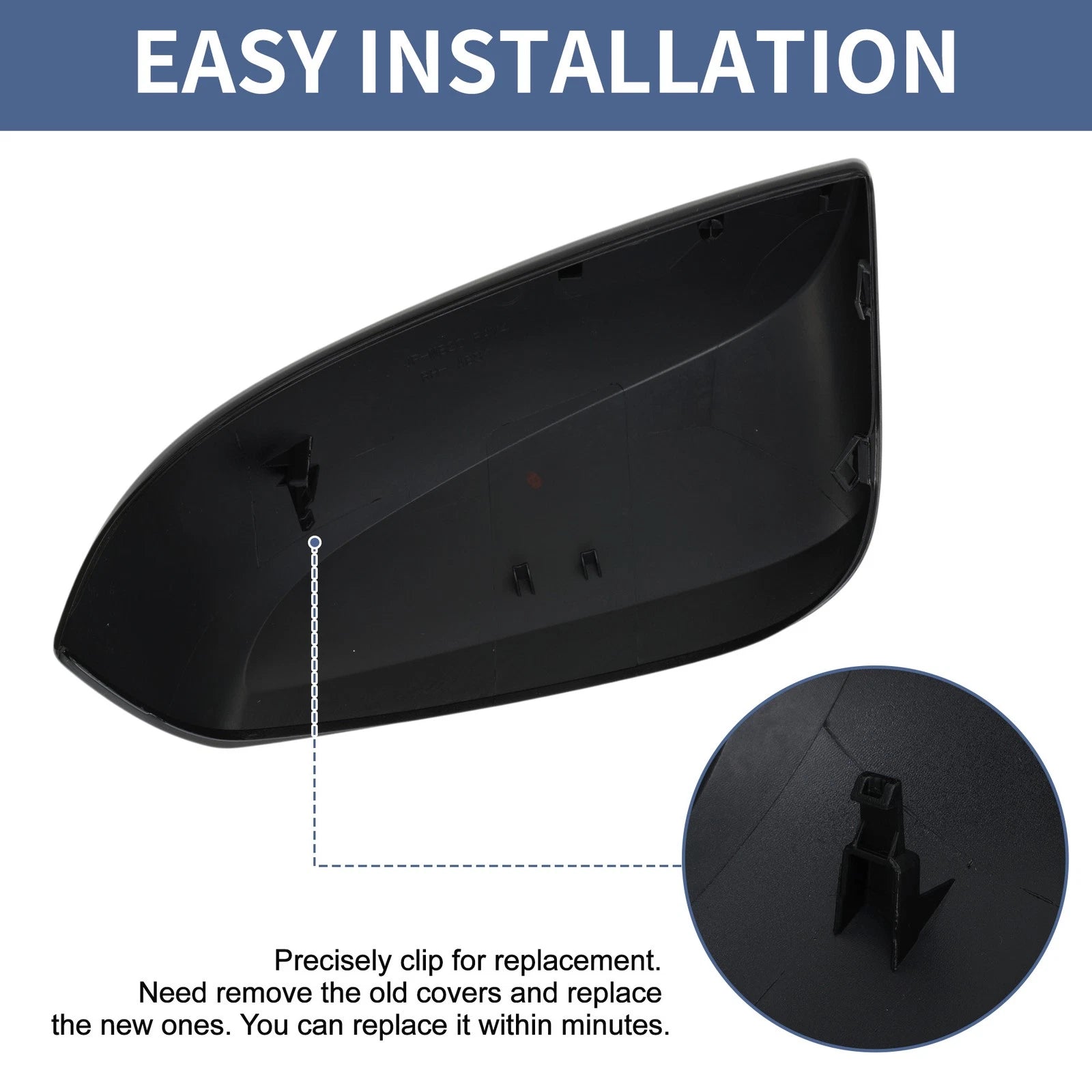 Right Side Mirror Cover Cap Replacement Gloss Black for Toyota RAV4 (2019–2023)
