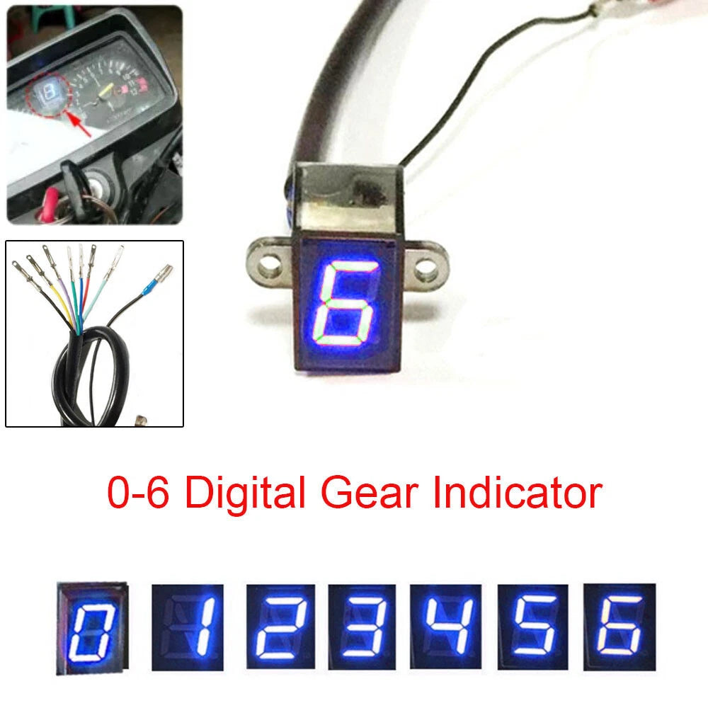 Blue LED Digital Gear Indicator for Motorcycle (0-6)