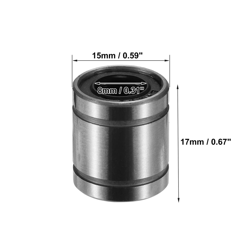 10 Pcs LM8SUU Linear Ball Bearings for Cars (8mm ID, 15mm OD, 17mm Length)