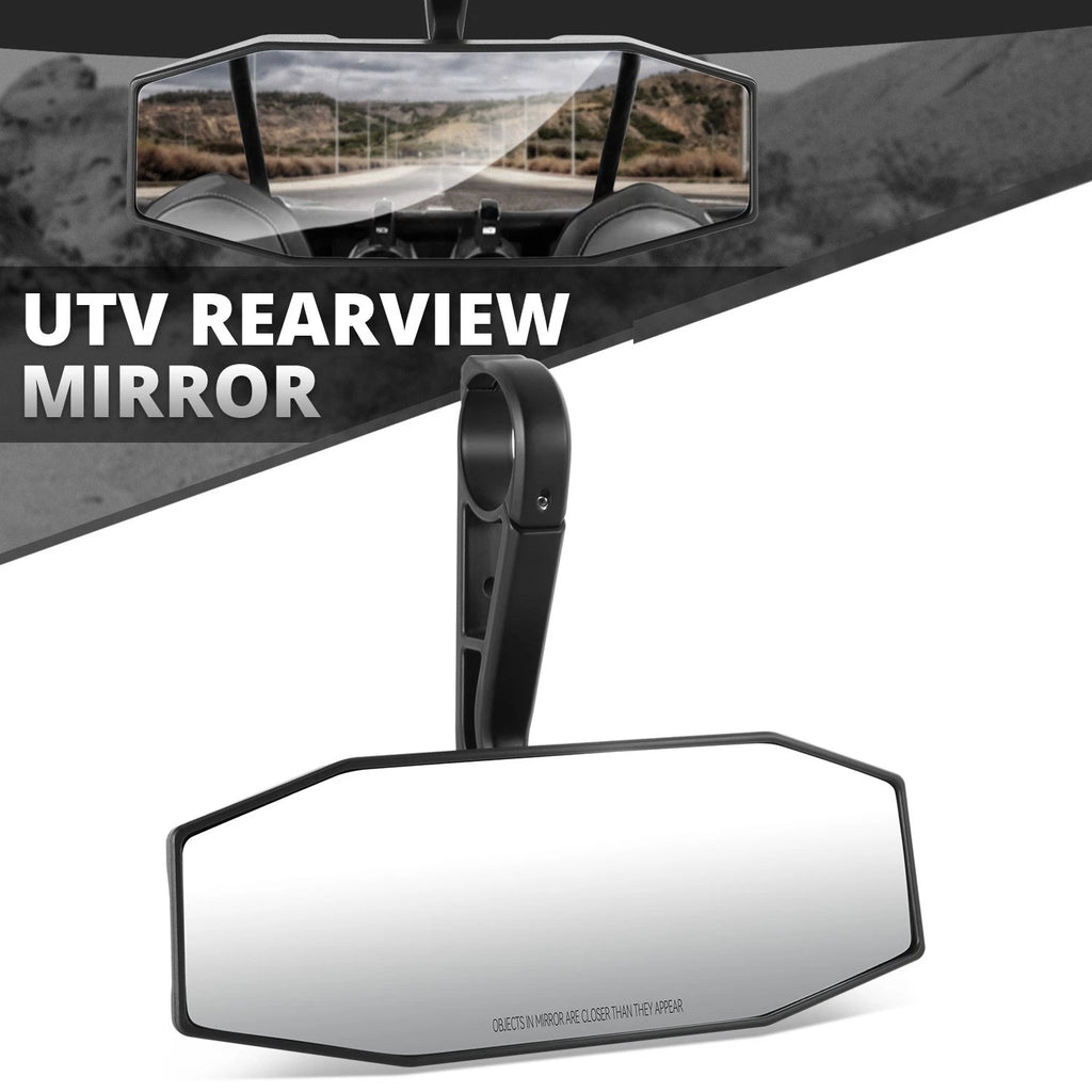 Universal UTV Black Convex Glass Rearview Mirror Roll Cage Bar Mount