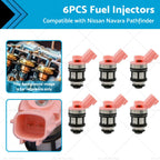 6PCS Fuel Injectors for Nissan Navara D21 D22 Pathfinder (1997–2004) 16600-9S200