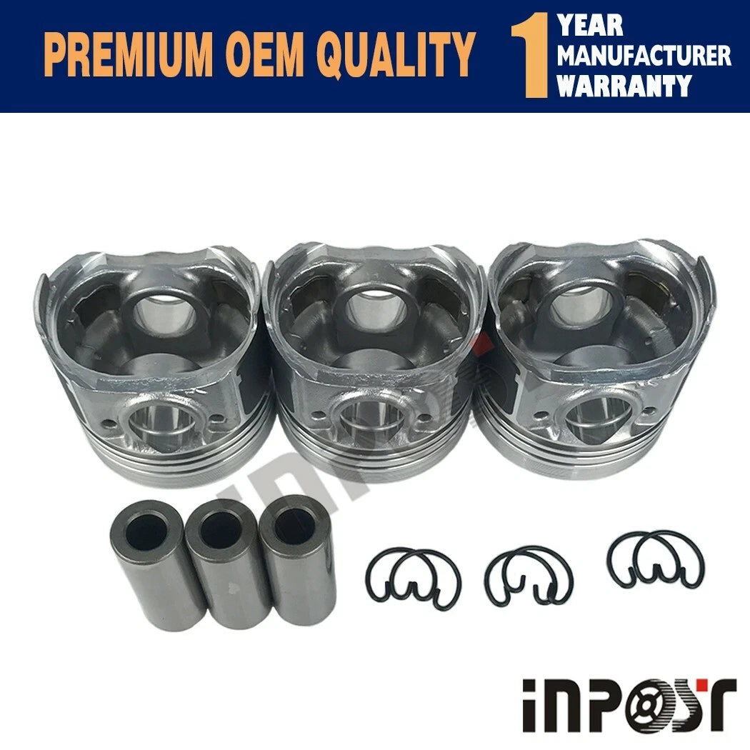 Set of 3 Piston + Ring Kit STD 67mm for Kubota D722