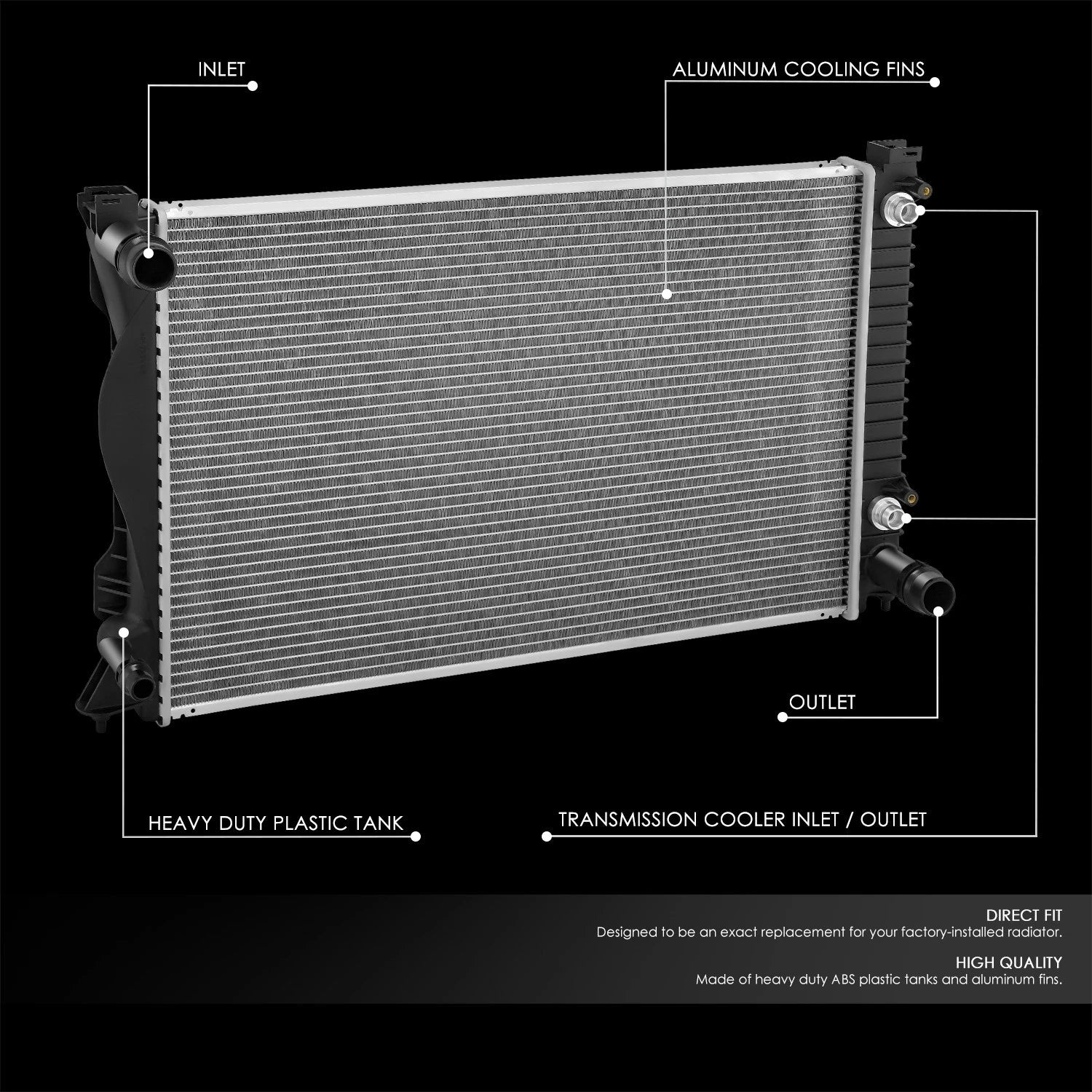Aluminum Radiator Replacement for Audi A6 2.8L 3.2L (2005–2010) DPI2828