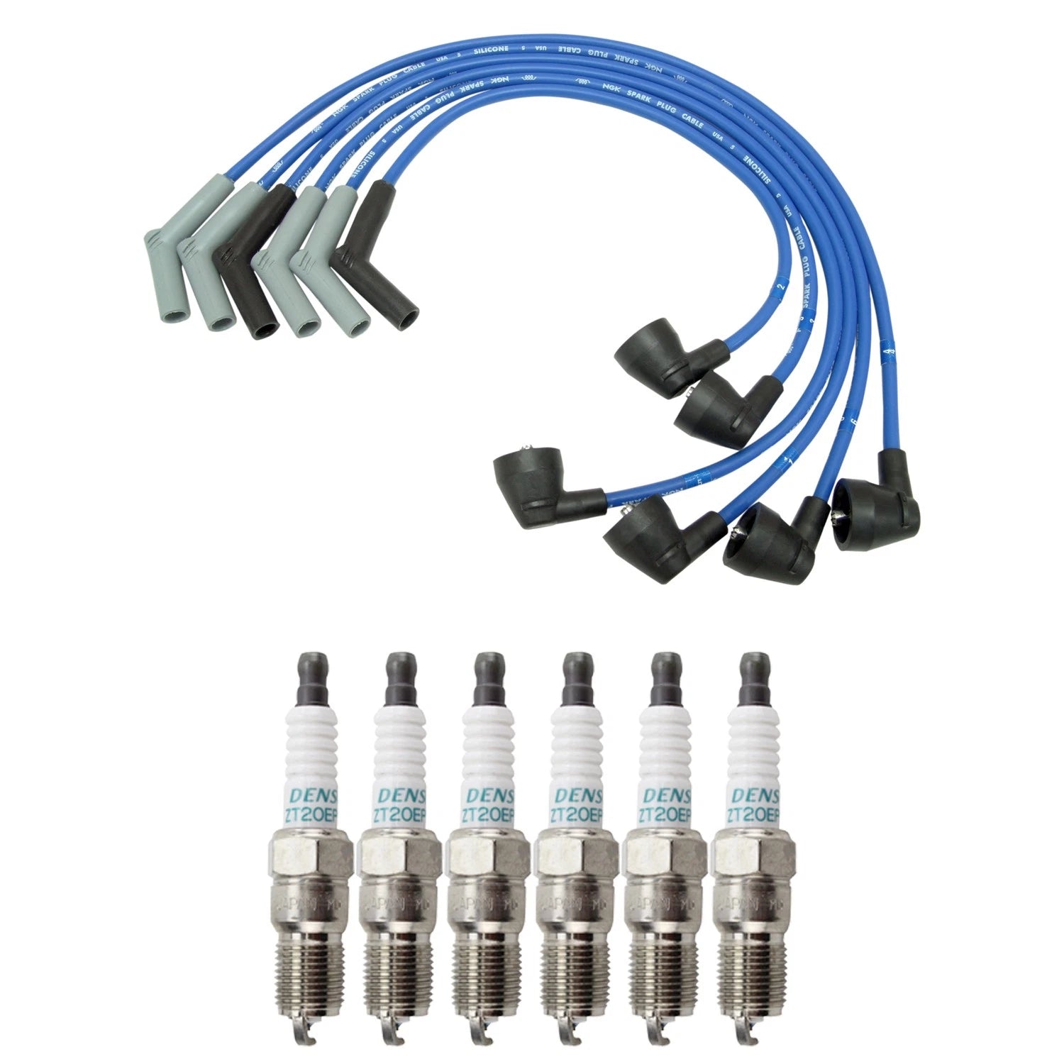 NGK Wire Set & Denso 6 Double Iridium Spark Plugs for B3000 (1995–1996)