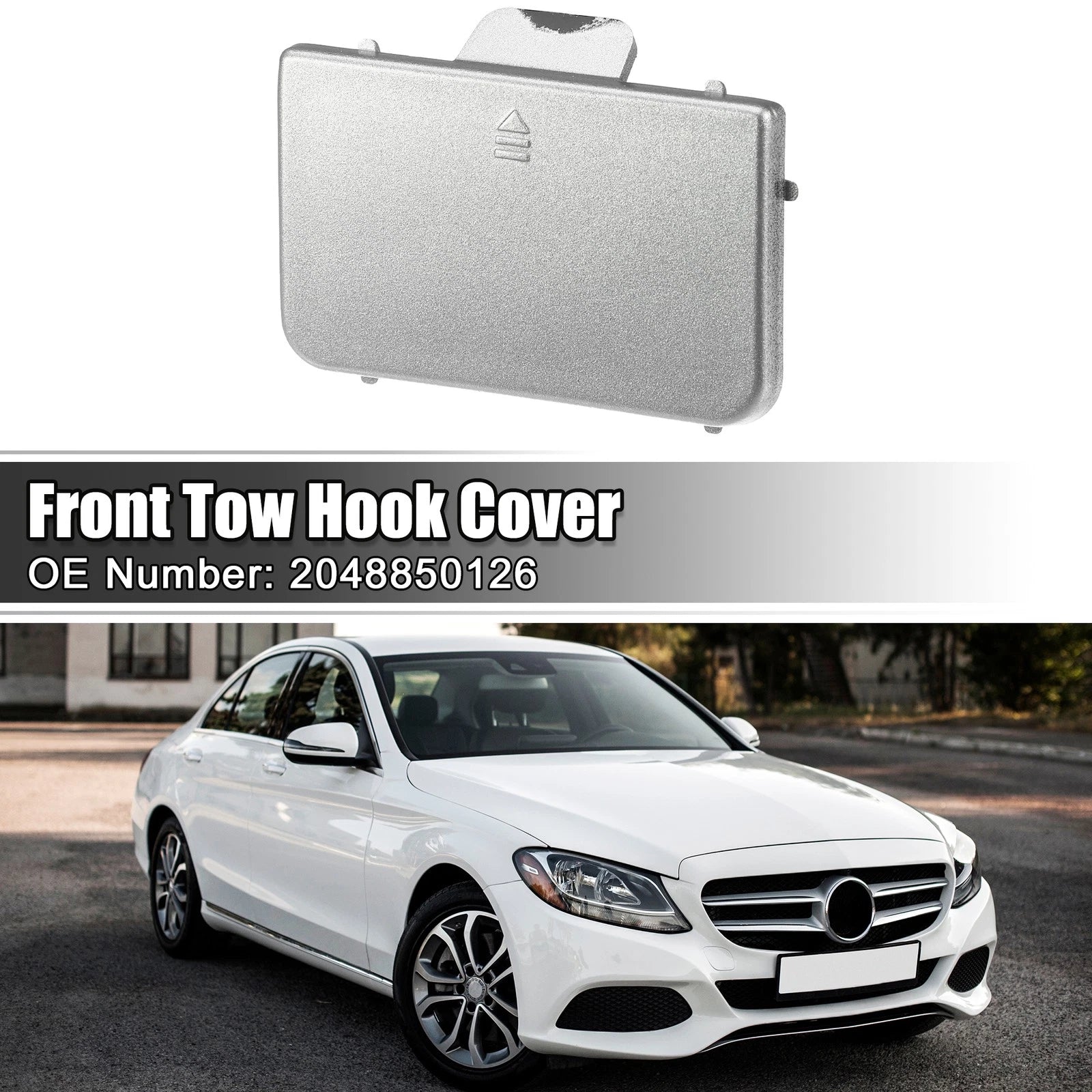 Tow Hook Eye Hole Cover for Mercedes-Benz C-Class (2015–2021) Silver Tone