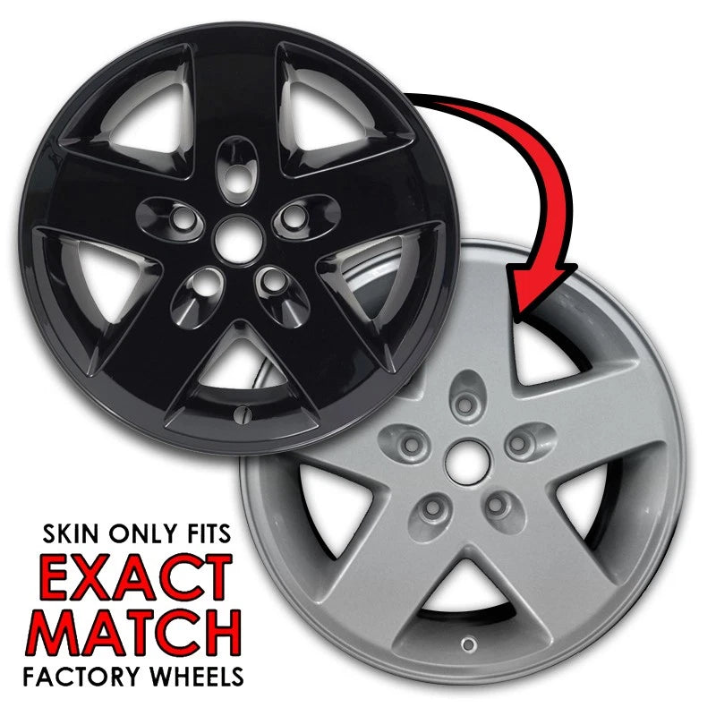 17 Inch Gloss Black Wheel Skins Replacement for 2007–2018 Jeep Wrangler