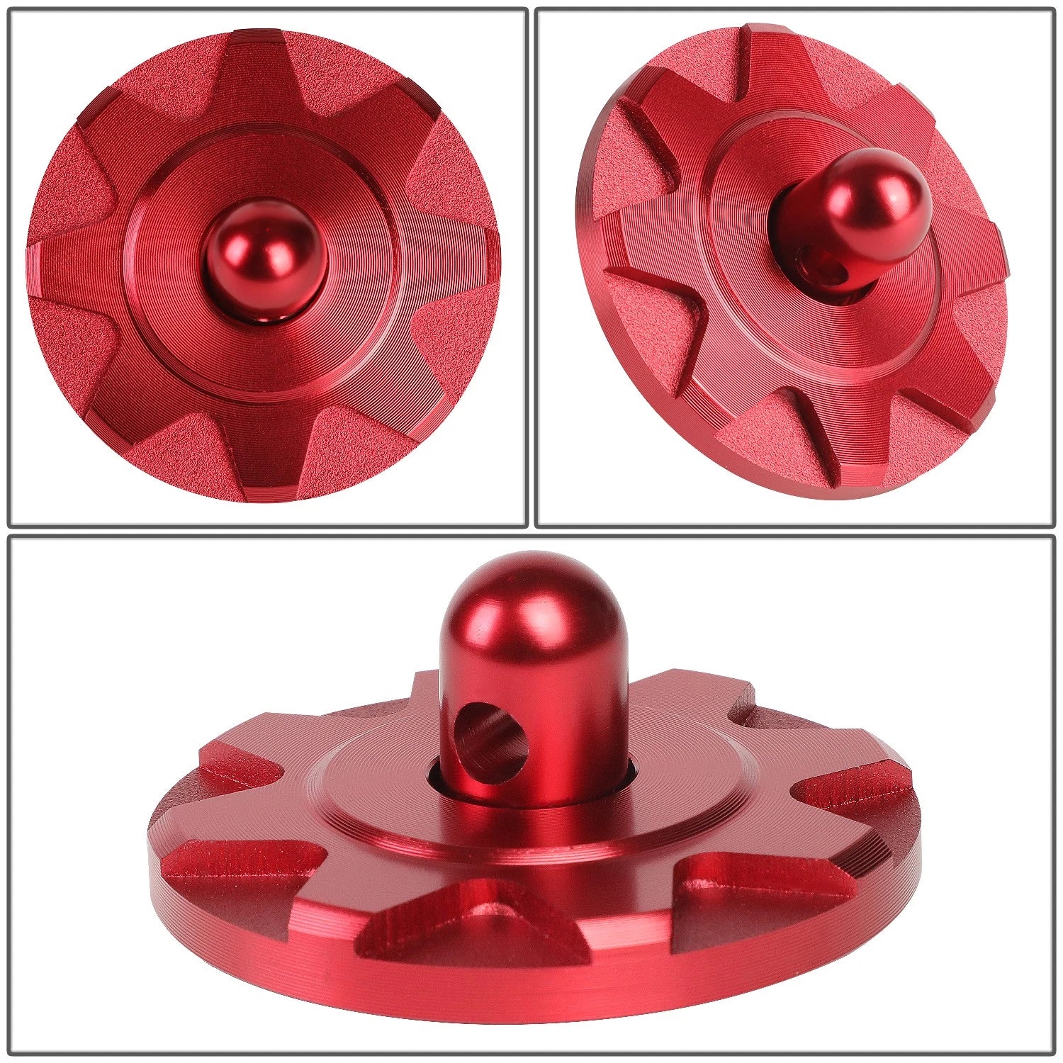 Hood Locking Latch Pin Kit for Universal Fit Vehicles (Red Aluminum)