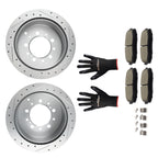 Set of 2 Rear Drilled Brake Rotors + Ceramic Brake Pads for Toyota Tundra (2007–2021) S-31483