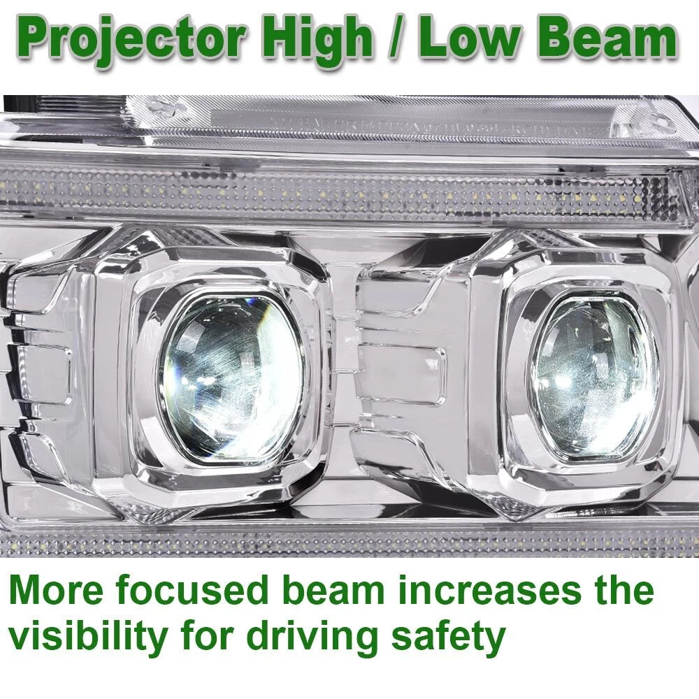 Amber Chrome LED Projector Headlights for Avalanche Tahoe Suburban (2007–2014)