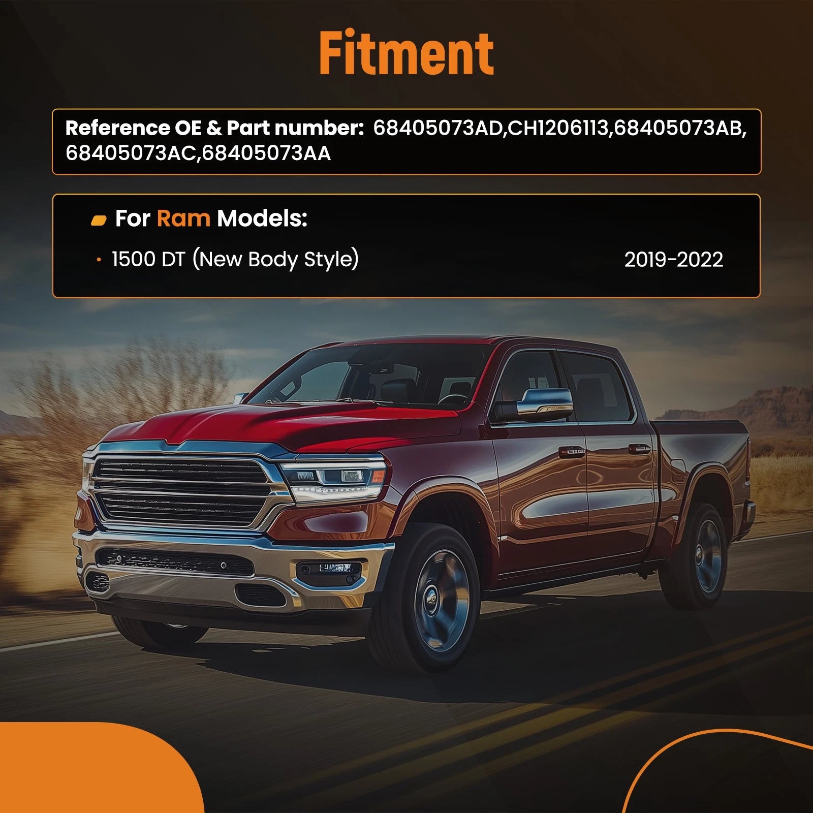Active Grille Shutter for Ram 1500 DT (2019–2024) 68405073AD