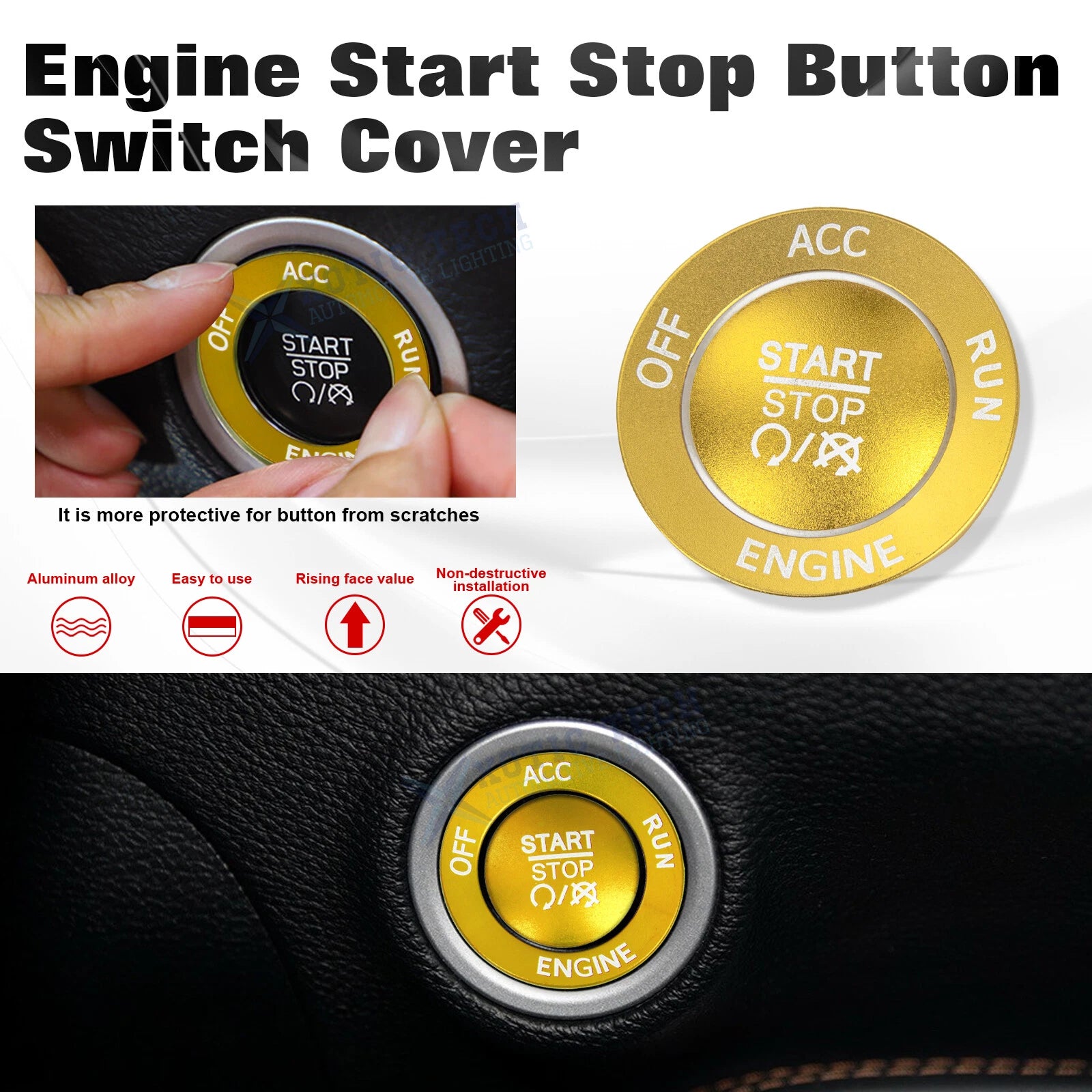 Push Start Stop Button Cover Decor Kit for Dodge Charger Challenger (2015-2023)