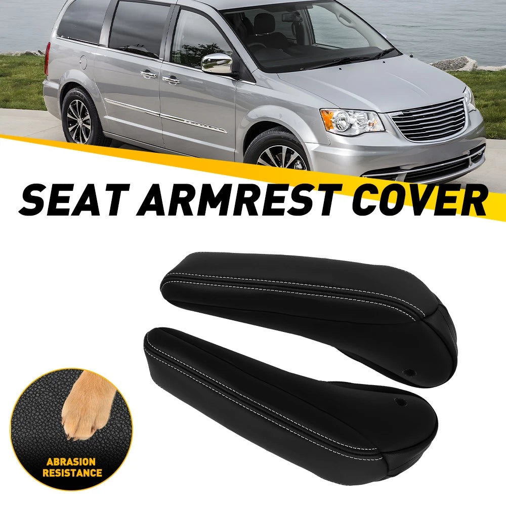 2X Front Seat Armrest Leather Covers for Chrysler Town & Country (2011–2016)