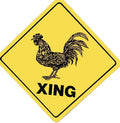 Caution Crossing Sign for Man Cave (Rooster Chicken Farm)