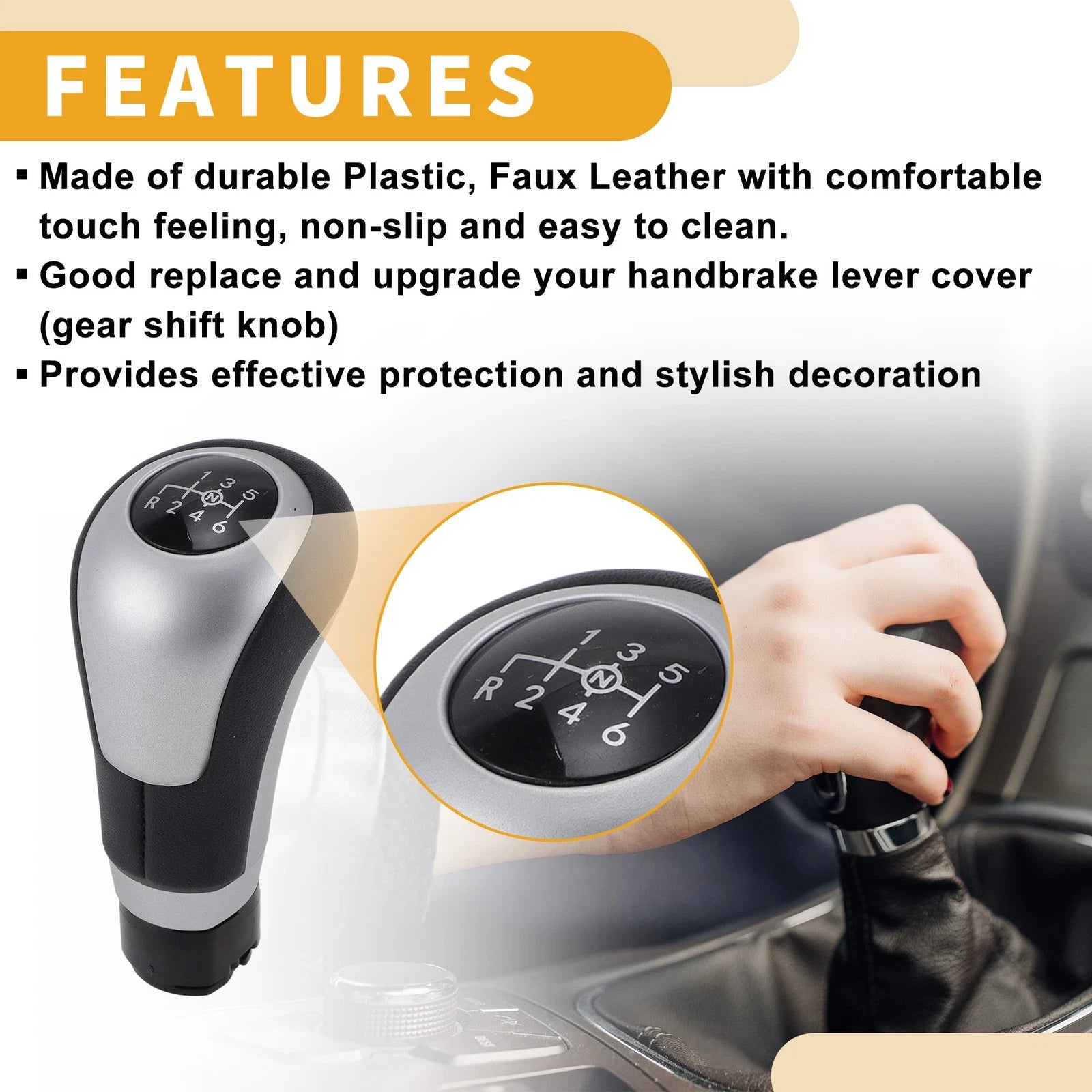 6 Speed Gear Shifter Knob for Mercedes-Benz A-Class W176 (2012–2018) Faux Leather
