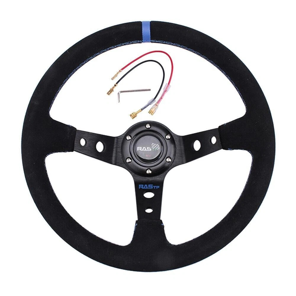 Deep Dish Suede Steering Wheel + Hub Adapter for Honda Civic (1996–2000)