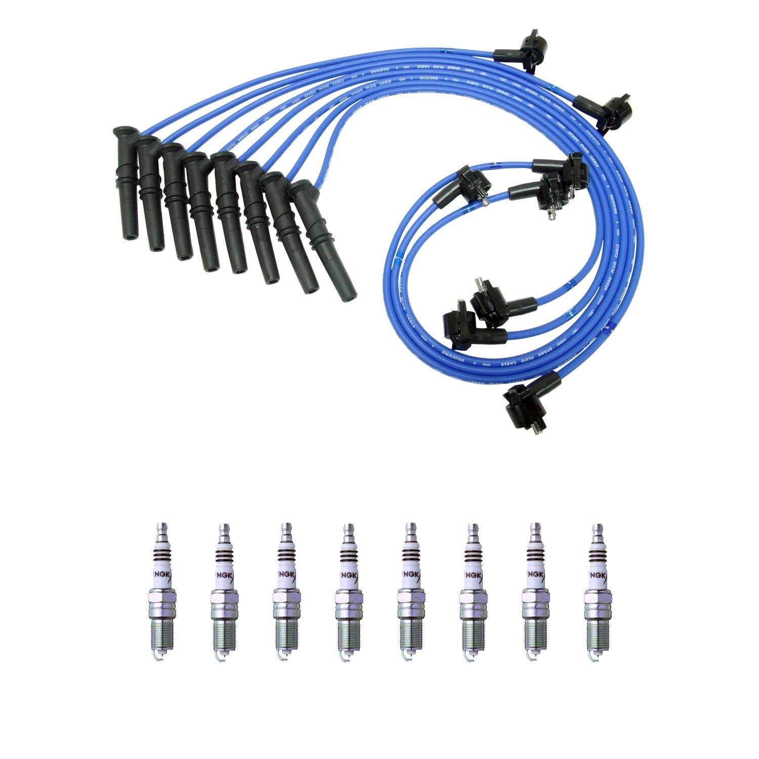 Set of 8 NGK Iridium IX Spark Plugs & Wire Set for Ford Crown Victoria (1996–1998)