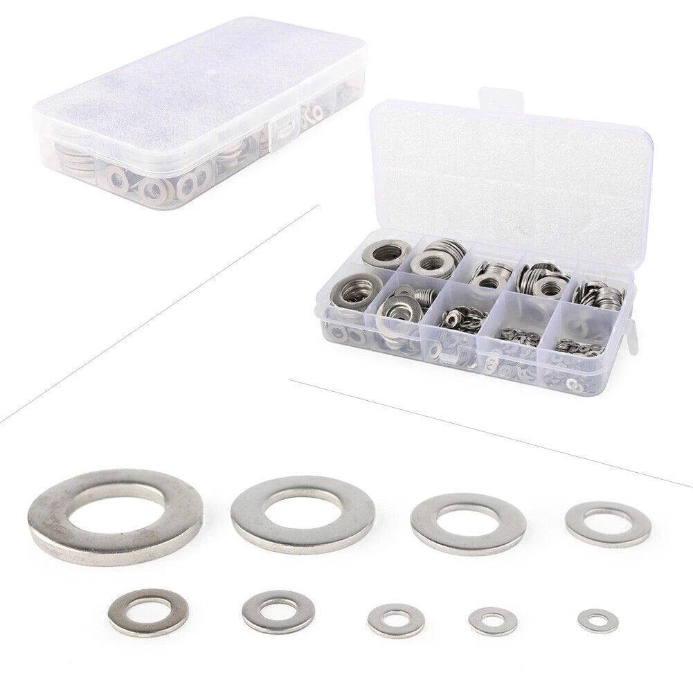580pcs Flat Washers Kit for Car Truck (M2 M2.5 M3 M4 M5 M6 M8 M10 M12)
