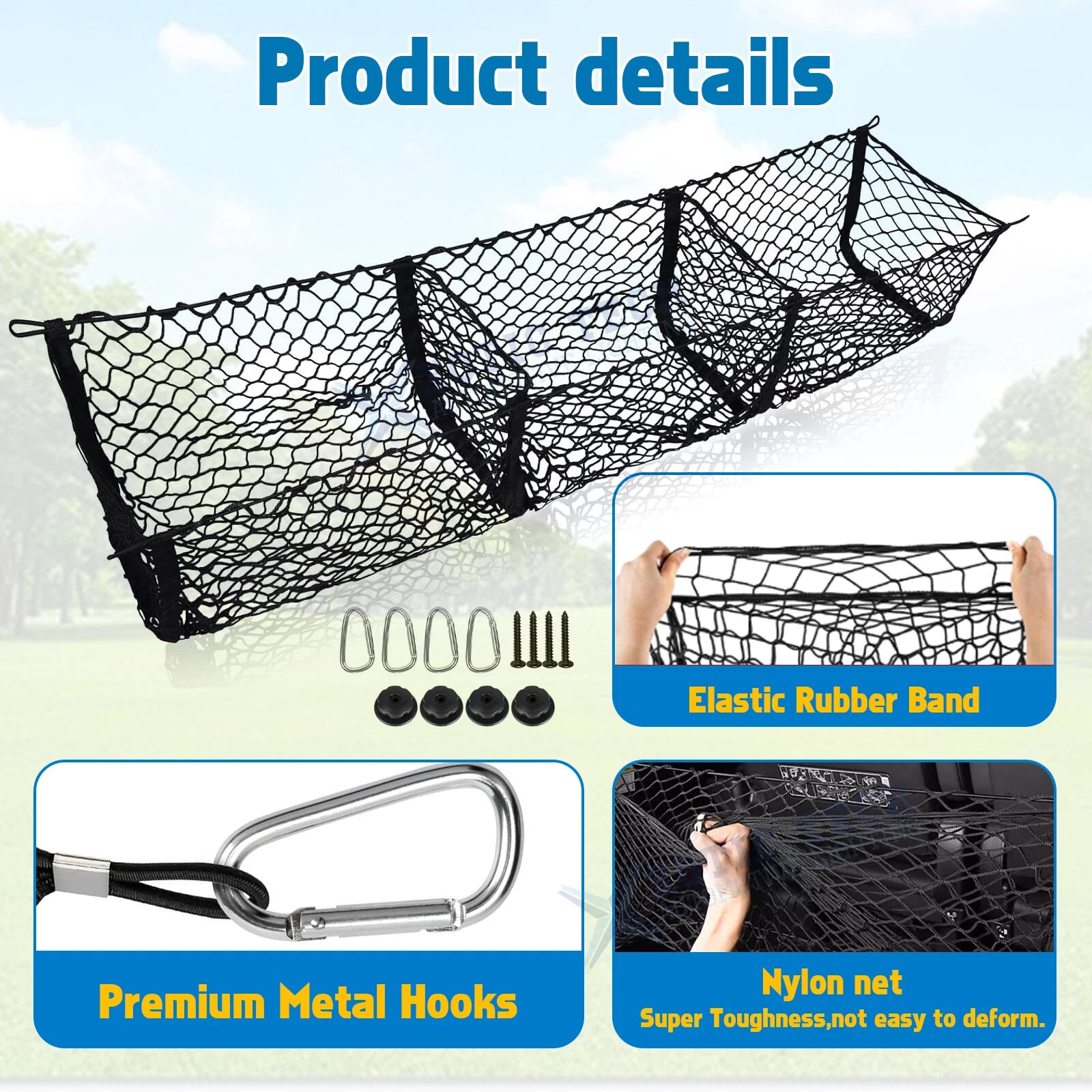Rear Trunk Bed Envelope Style Mesh Cargo Net Combo Kit for Dodge Ram (2019-2024)