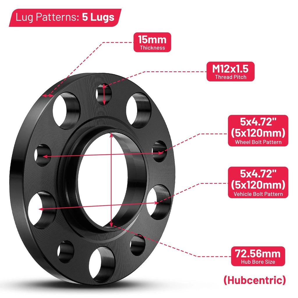 2X 15mm Hubcentric Wheel Spacers M12x1.5 for BMW sDrive 18i (2013–2016)