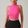 Quick Dry Ribbed High Neck Tank Top for Women (Summer Workouts)