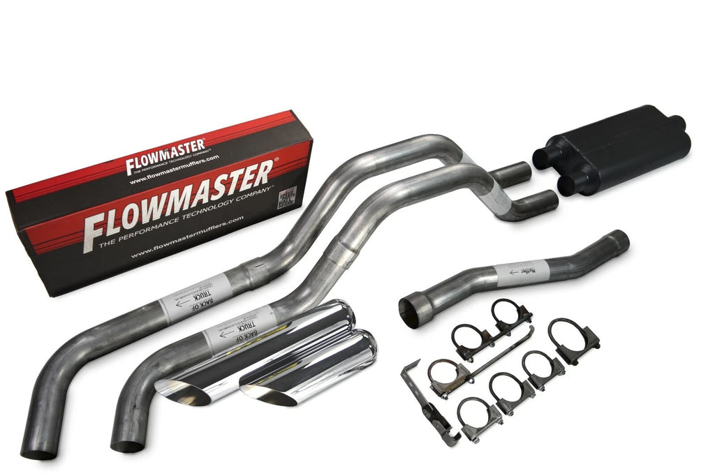 Dual Exhaust 2.5" Same Side Exit for Nissan Titan (2004–2006) Flowmaster 50 Tips