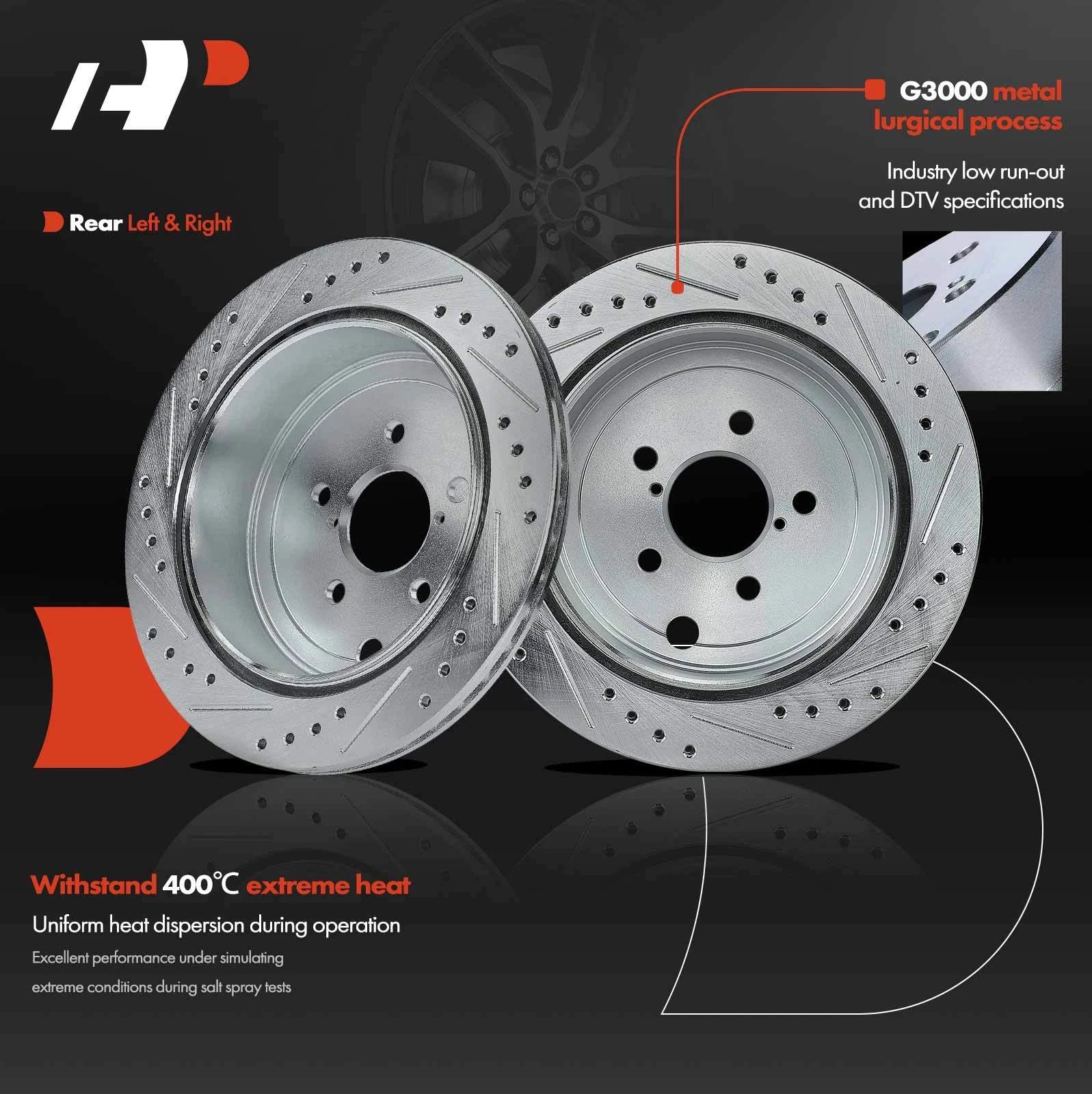 Rear Drilled Brake Rotor for Subaru Outback (2010–2014) Legacy (2010–2014)