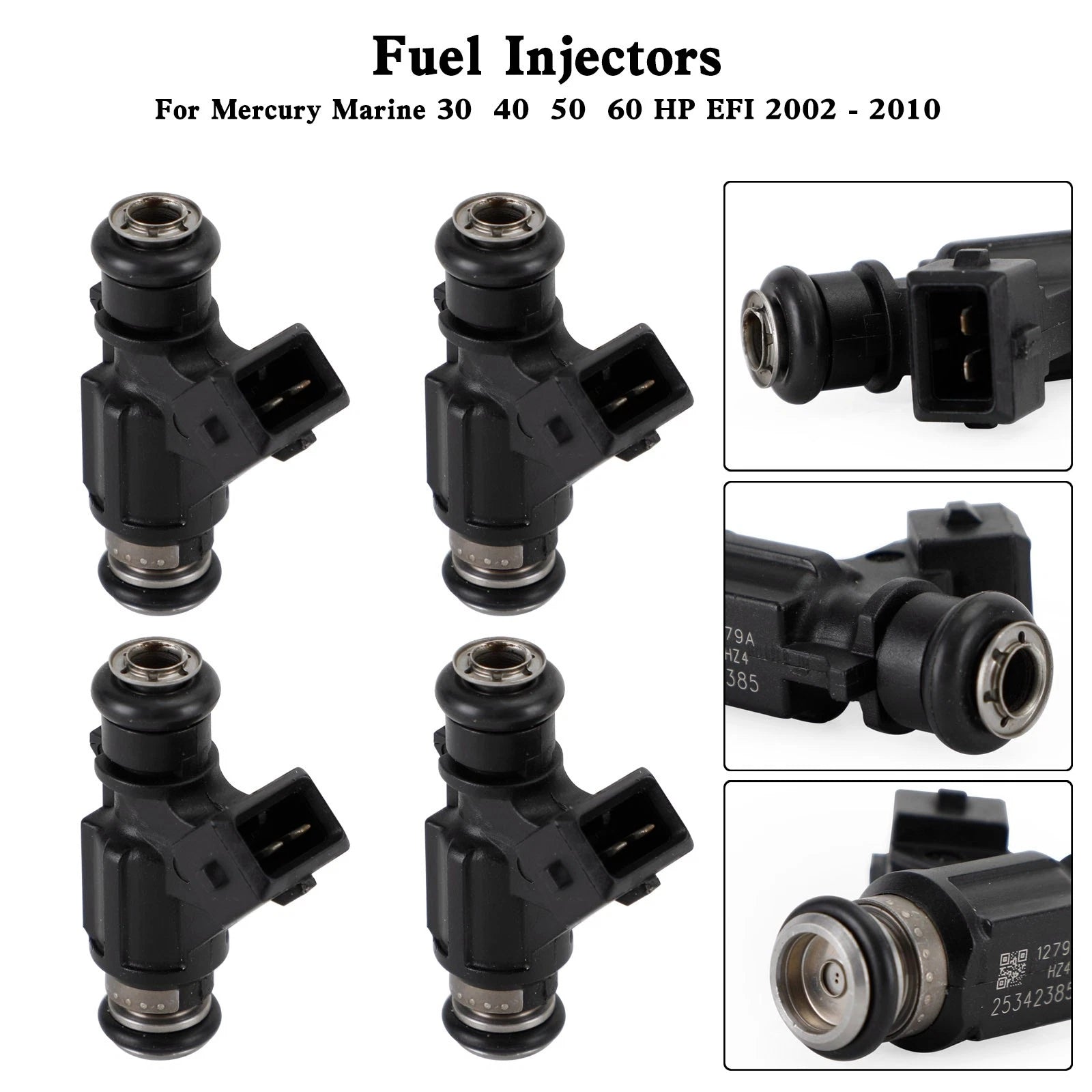 Set of 4 Fuel Injectors for Mercury Marine EFI 30-60 HP (25342385)
