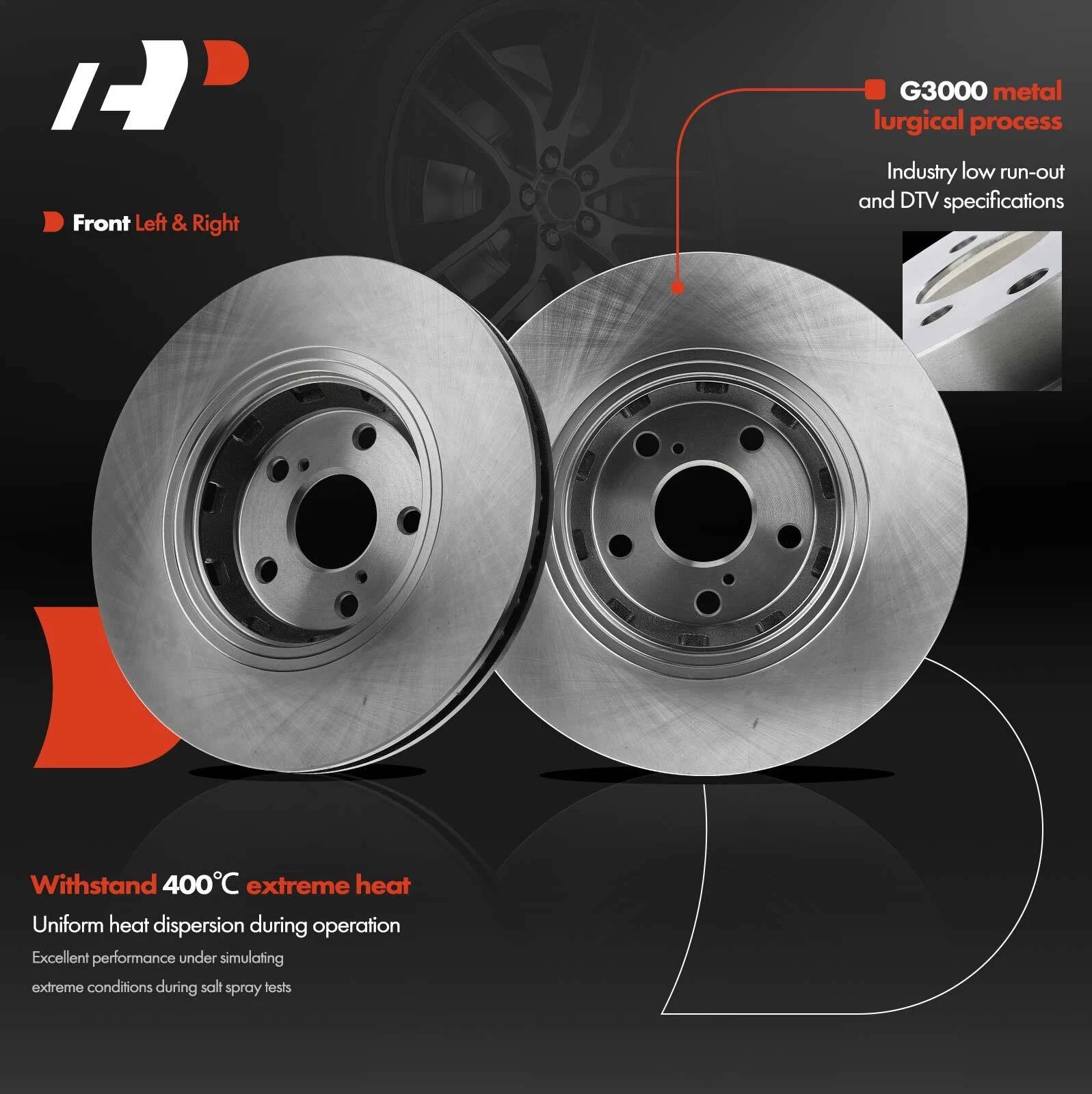 Front Left & Right Disc Brake Rotor for Toyota Venza (2009-2016)