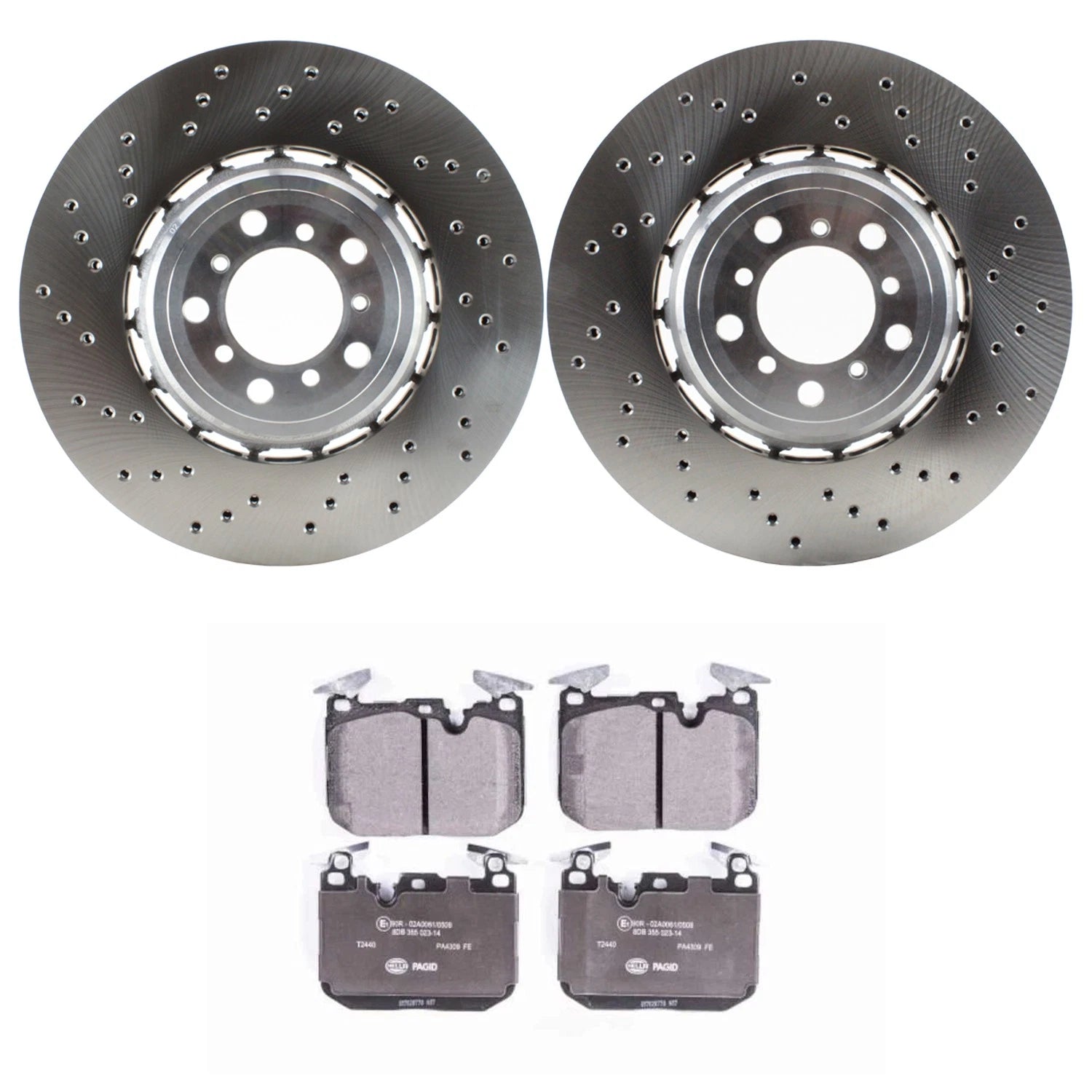 SHW Performance Front Rotors & Hella Low-Met Pads for BMW F83 M4 (2014–2020)