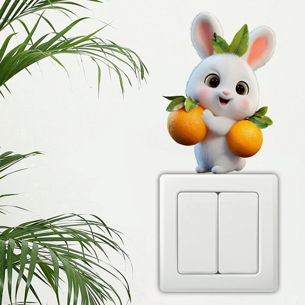 Orange Rabbit Switch Sticker 13x10cm PVC Decal for Wall Glass