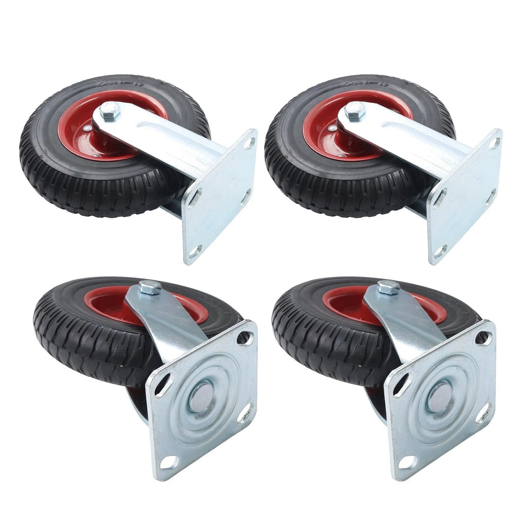 Set of 4 Heavy-Duty 8" Rubber Casters for Various Applications