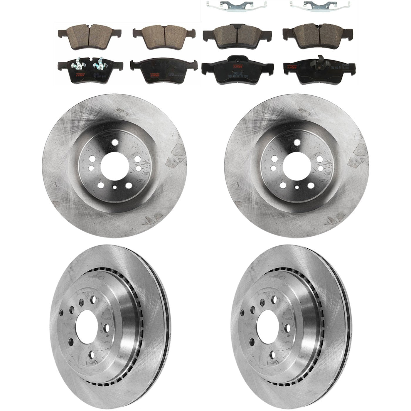 Set of 4 Brake Disc and Pad Kits for Mercedes-Benz